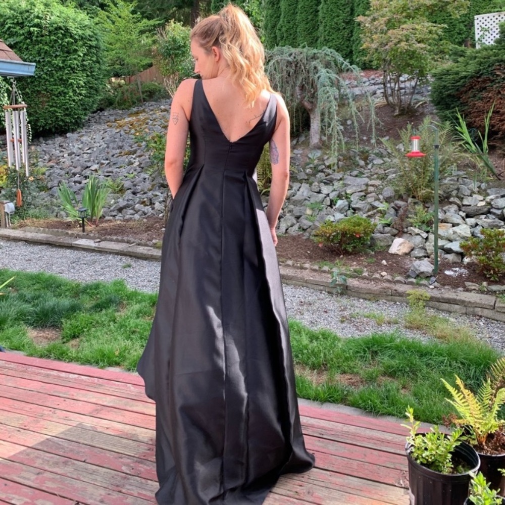Adrianna Papell mikado hi low sleeveless special occasion long dress - Picture 4 of 8